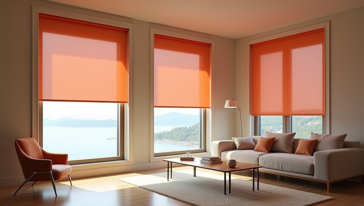 Luxury roller blinds in modern living room